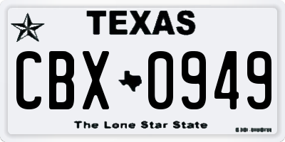 TX license plate CBX0949