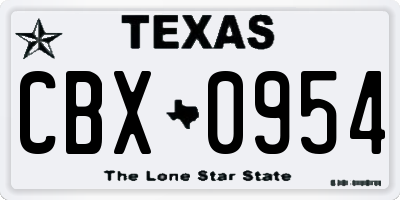 TX license plate CBX0954