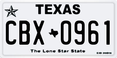 TX license plate CBX0961
