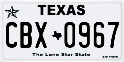 TX license plate CBX0967