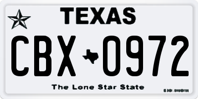 TX license plate CBX0972