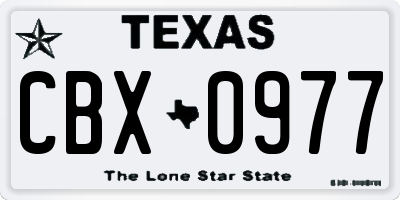 TX license plate CBX0977