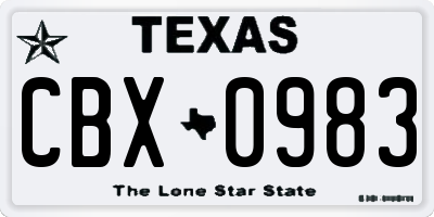 TX license plate CBX0983
