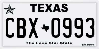 TX license plate CBX0993