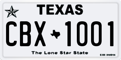 TX license plate CBX1001
