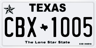 TX license plate CBX1005