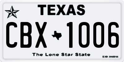 TX license plate CBX1006