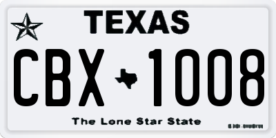 TX license plate CBX1008