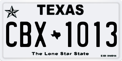 TX license plate CBX1013
