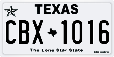 TX license plate CBX1016