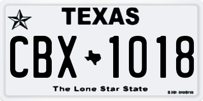 TX license plate CBX1018