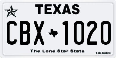 TX license plate CBX1020