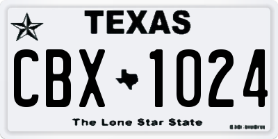 TX license plate CBX1024