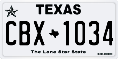 TX license plate CBX1034