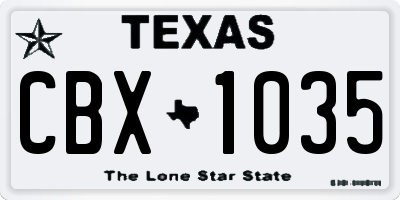 TX license plate CBX1035