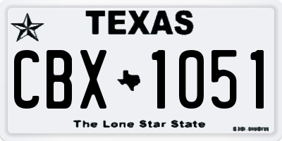 TX license plate CBX1051