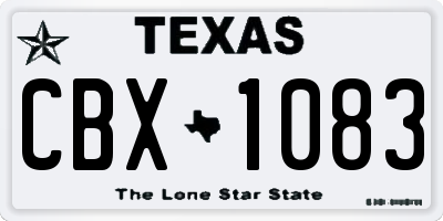 TX license plate CBX1083