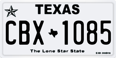 TX license plate CBX1085
