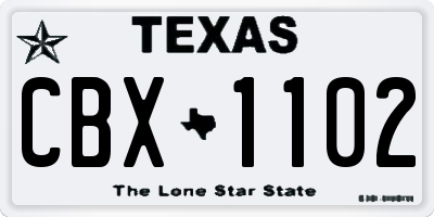 TX license plate CBX1102