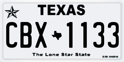 TX license plate CBX1133