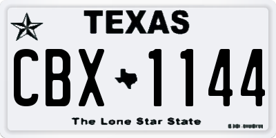 TX license plate CBX1144