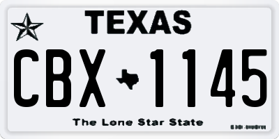 TX license plate CBX1145