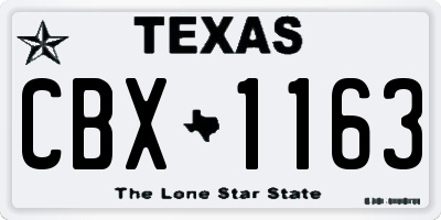 TX license plate CBX1163