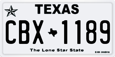TX license plate CBX1189