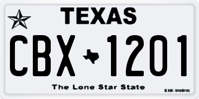 TX license plate CBX1201