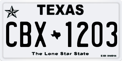 TX license plate CBX1203