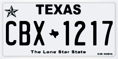 TX license plate CBX1217