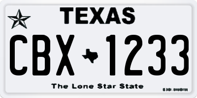 TX license plate CBX1233