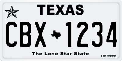 TX license plate CBX1234