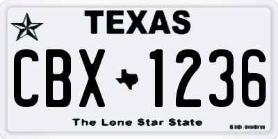 TX license plate CBX1236
