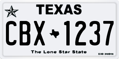 TX license plate CBX1237