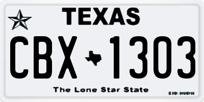 TX license plate CBX1303
