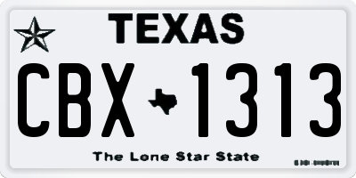 TX license plate CBX1313