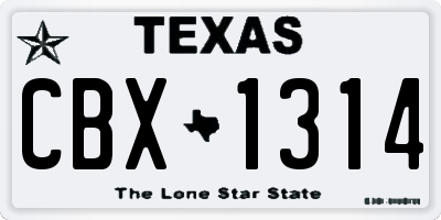 TX license plate CBX1314