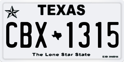 TX license plate CBX1315