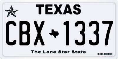 TX license plate CBX1337