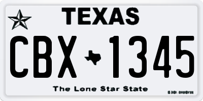 TX license plate CBX1345