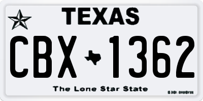 TX license plate CBX1362