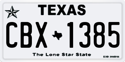 TX license plate CBX1385