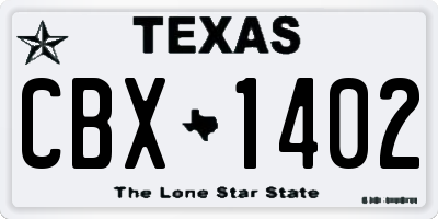 TX license plate CBX1402