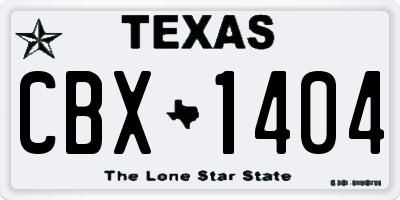 TX license plate CBX1404