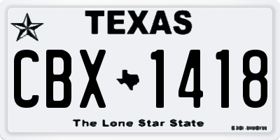 TX license plate CBX1418