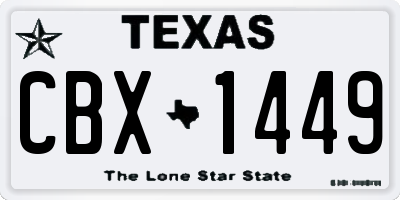 TX license plate CBX1449