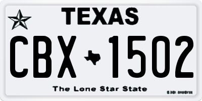 TX license plate CBX1502