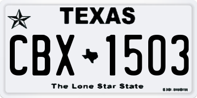 TX license plate CBX1503