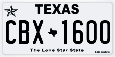 TX license plate CBX1600